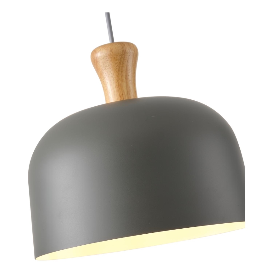 Ljuskrona med textilsladd 1xE27/15W/230V grå diameter 27 cm