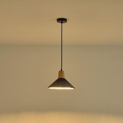 Ljuskrona med textilsladd 1xE27/15W/230V grå