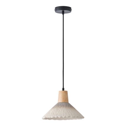 Ljuskrona med textilsladd 1xE27/15W/230V grädde
