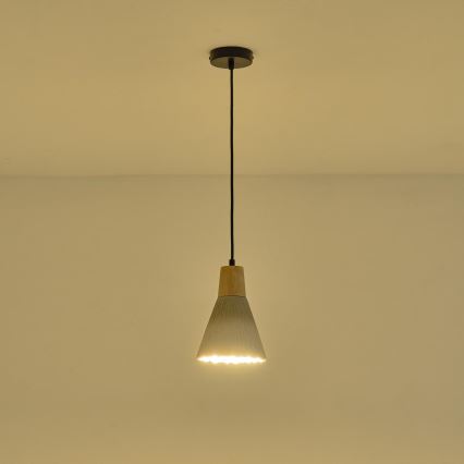 Ljuskrona med textilsladd 1xE27/15W/230V grädde