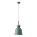 Ljuskrona med textilsladd 1xE27/15W/230V grön diameter 19,5 cm