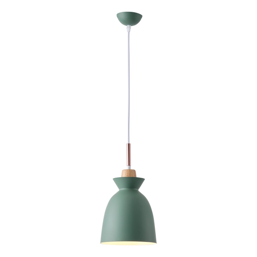 Ljuskrona med textilsladd 1xE27/15W/230V grön diameter 19,5 cm