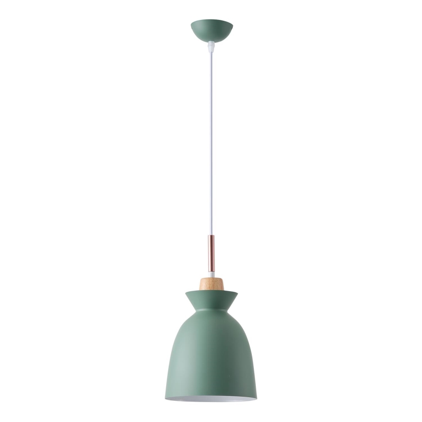 Ljuskrona med textilsladd 1xE27/15W/230V grön diameter 19,5 cm
