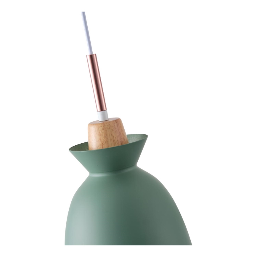 Ljuskrona med textilsladd 1xE27/15W/230V grön diameter 19,5 cm