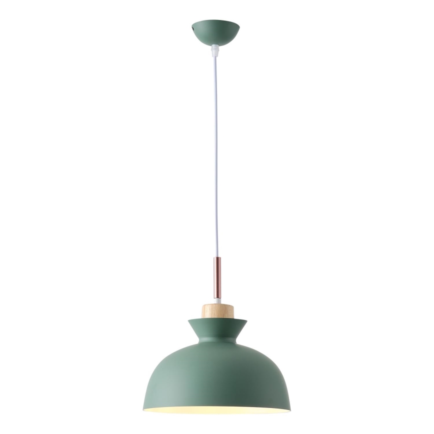 Ljuskrona med textilsladd 1xE27/15W/230V grön diameter 28 cm
