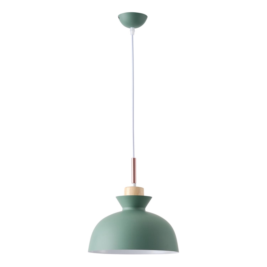 Ljuskrona med textilsladd 1xE27/15W/230V grön diameter 28 cm