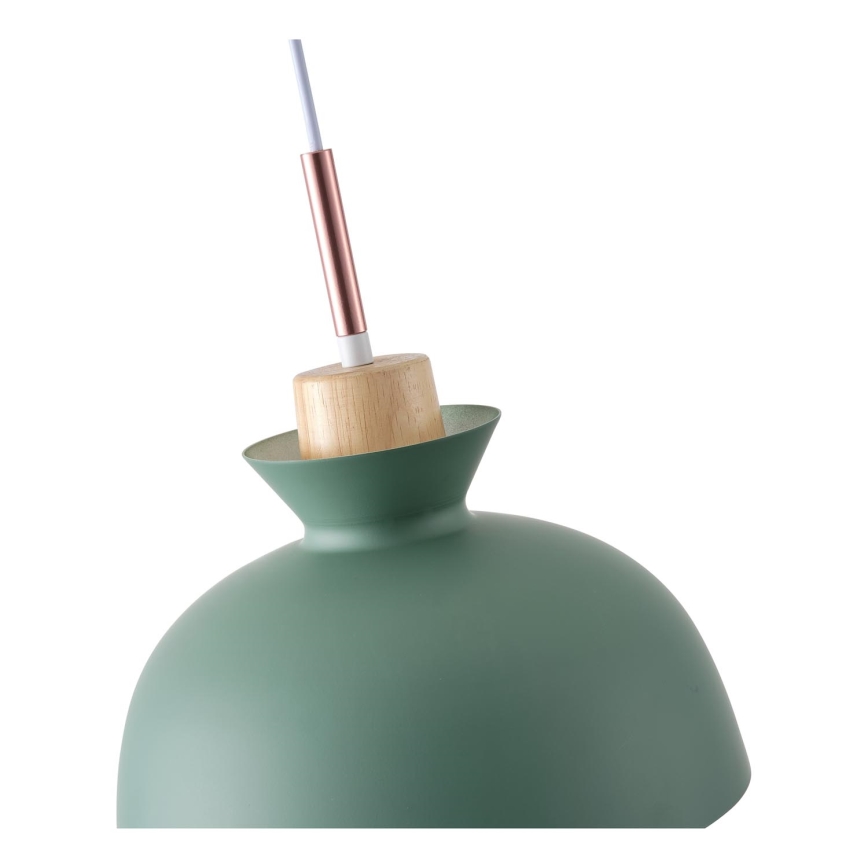 Ljuskrona med textilsladd 1xE27/15W/230V grön diameter 28 cm