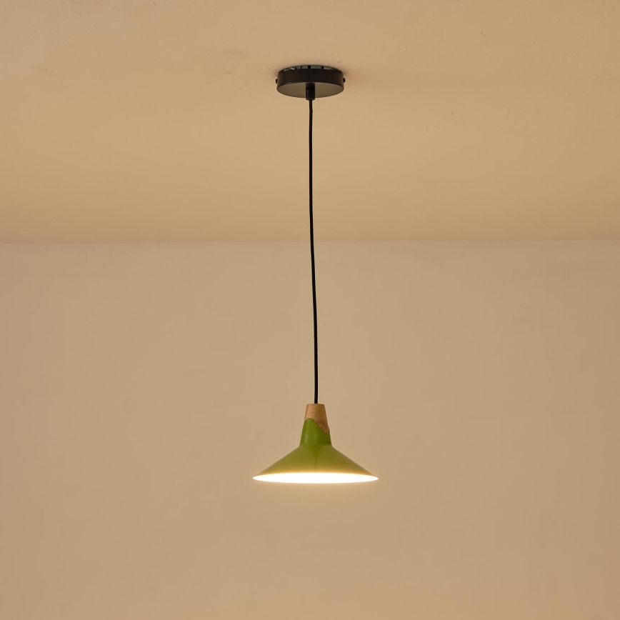 Ljuskrona med textilsladd 1xE27/15W/230V grön