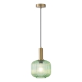 Ljuskrona med textilsladd 1xE27/15W/230V grön pr. 20 cm