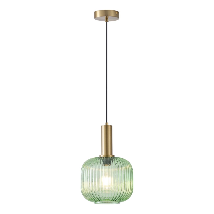 Ljuskrona med textilsladd 1xE27/15W/230V grön pr. 20 cm
