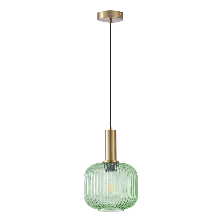 Ljuskrona med textilsladd 1xE27/15W/230V grön pr. 20 cm