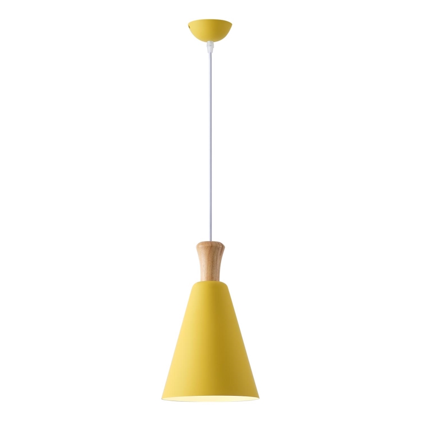 Ljuskrona med textilsladd 1xE27/15W/230V gul diameter 20 cm