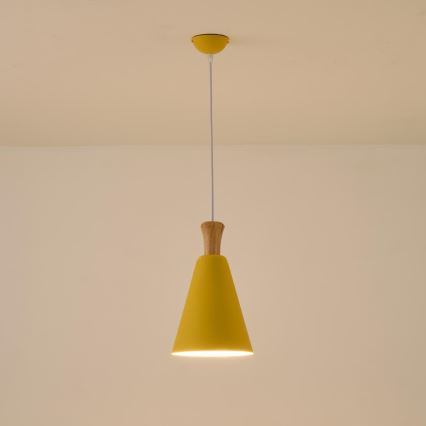 Ljuskrona med textilsladd 1xE27/15W/230V gul diameter 20 cm