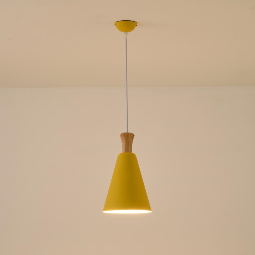 Ljuskrona med textilsladd 1xE27/15W/230V gul diameter 20 cm