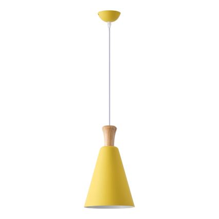 Ljuskrona med textilsladd 1xE27/15W/230V gul diameter 20 cm