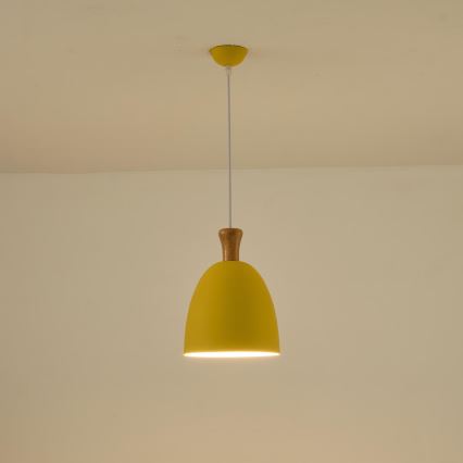 Ljuskrona med textilsladd 1xE27/15W/230V gul diameter 23 cm