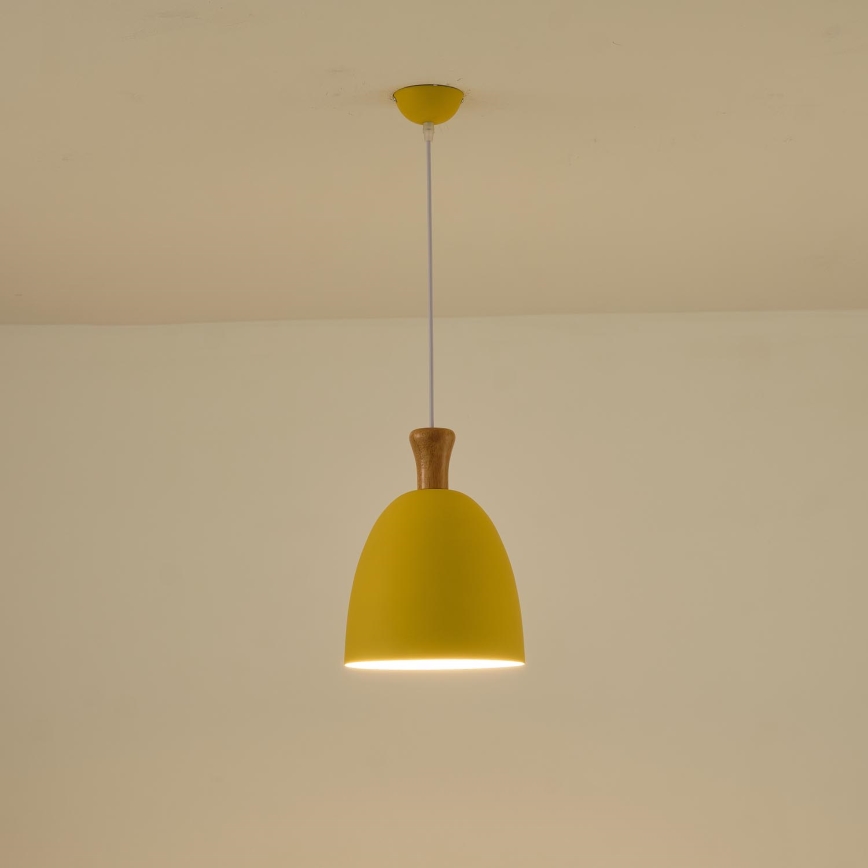 Ljuskrona med textilsladd 1xE27/15W/230V gul diameter 23 cm