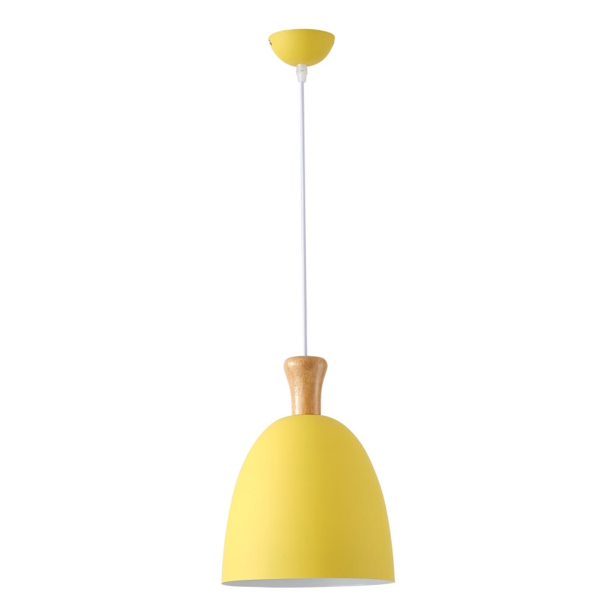 Ljuskrona med textilsladd 1xE27/15W/230V gul diameter 23 cm