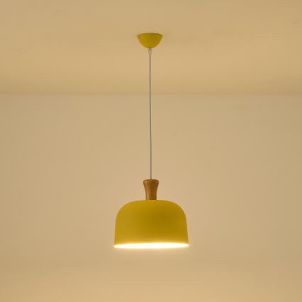 Ljuskrona med textilsladd 1xE27/15W/230V gul pr. 27 cm