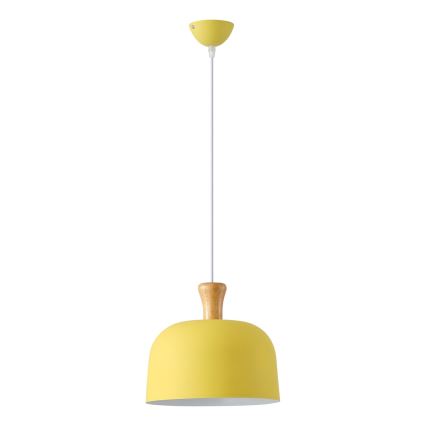 Ljuskrona med textilsladd 1xE27/15W/230V gul pr. 27 cm