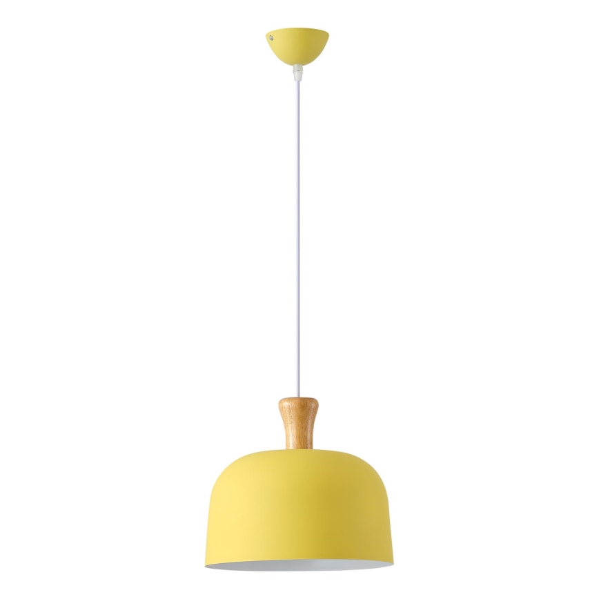 Ljuskrona med textilsladd 1xE27/15W/230V gul pr. 27 cm