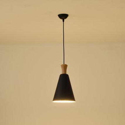 Ljuskrona med textilsladd 1xE27/15W/230V svart diameter 20 cm