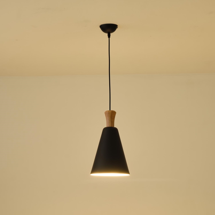 Ljuskrona med textilsladd 1xE27/15W/230V svart diameter 20 cm