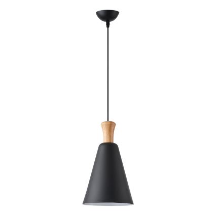 Ljuskrona med textilsladd 1xE27/15W/230V svart diameter 20 cm