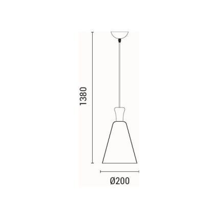 Ljuskrona med textilsladd 1xE27/15W/230V svart diameter 20 cm