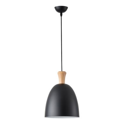 Ljuskrona med textilsladd 1xE27/15W/230V svart diameter 23 cm