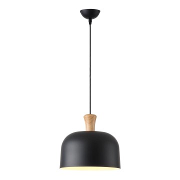 Ljuskrona med textilsladd 1xE27/15W/230V svart diameter 27 cm