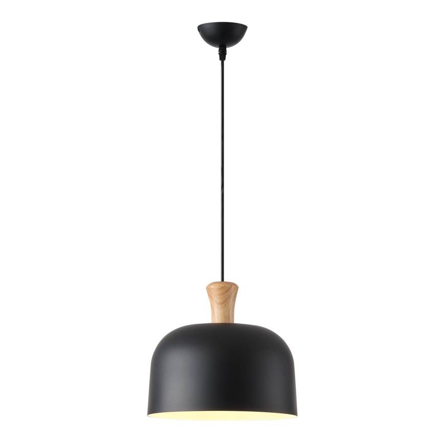 Ljuskrona med textilsladd 1xE27/15W/230V svart diameter 27 cm