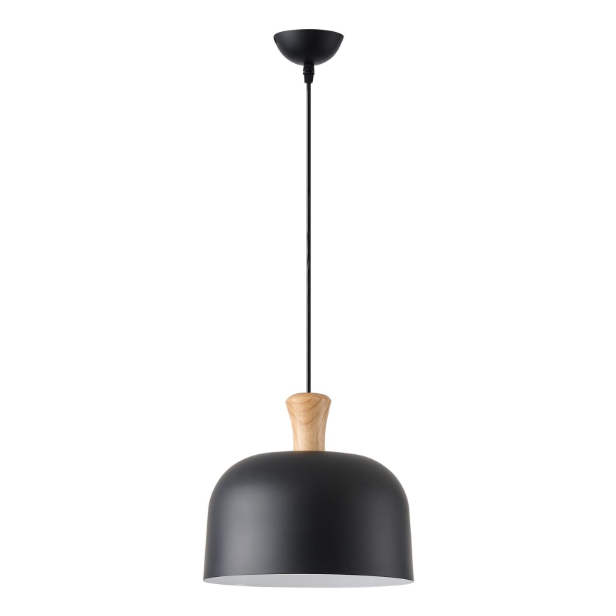 Ljuskrona med textilsladd 1xE27/15W/230V svart diameter 27 cm