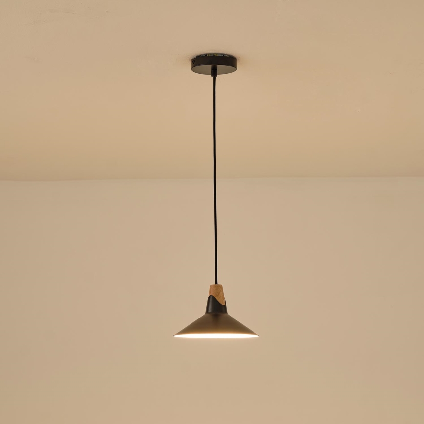 Ljuskrona med textilsladd 1xE27/15W/230V svart