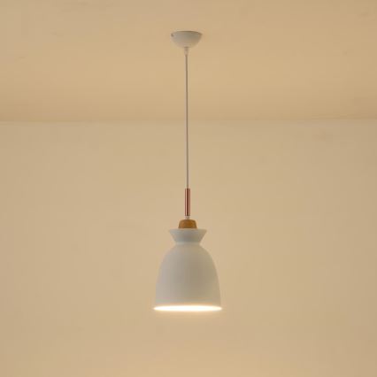 Ljuskrona med textilsladd 1xE27/15W/230V vit diameter 19,5 cm
