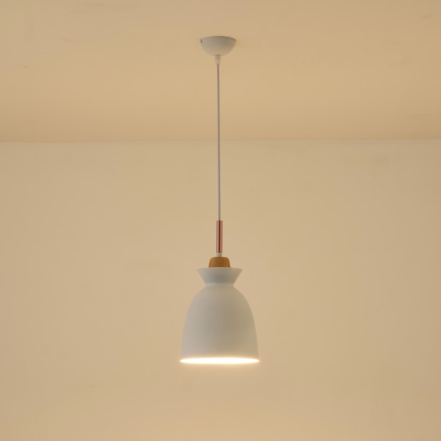 Ljuskrona med textilsladd 1xE27/15W/230V vit diameter 19,5 cm