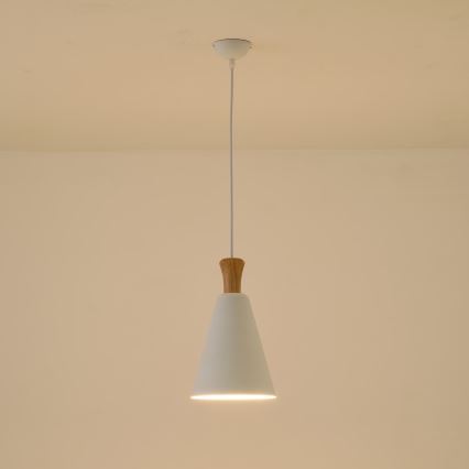 Ljuskrona med textilsladd 1xE27/15W/230V vit diameter 20 cm
