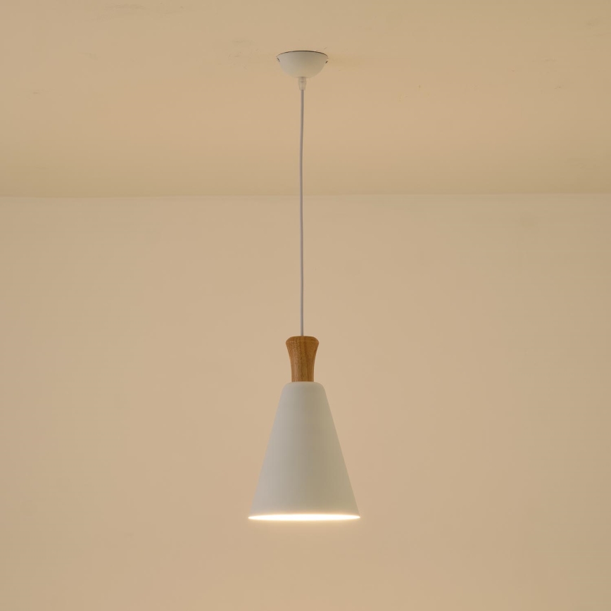 Ljuskrona med textilsladd 1xE27/15W/230V vit diameter 20 cm