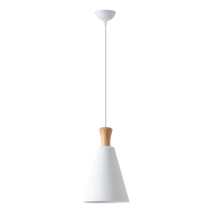 Ljuskrona med textilsladd 1xE27/15W/230V vit diameter 20 cm