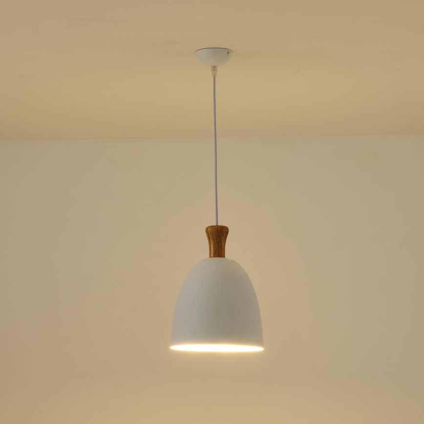 Ljuskrona med textilsladd 1xE27/15W/230V vit diameter 23 cm