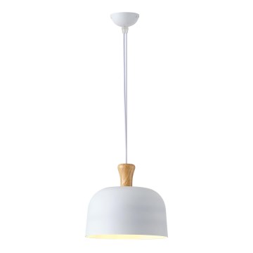 Ljuskrona med textilsladd 1xE27/15W/230V vit diameter 27 cm