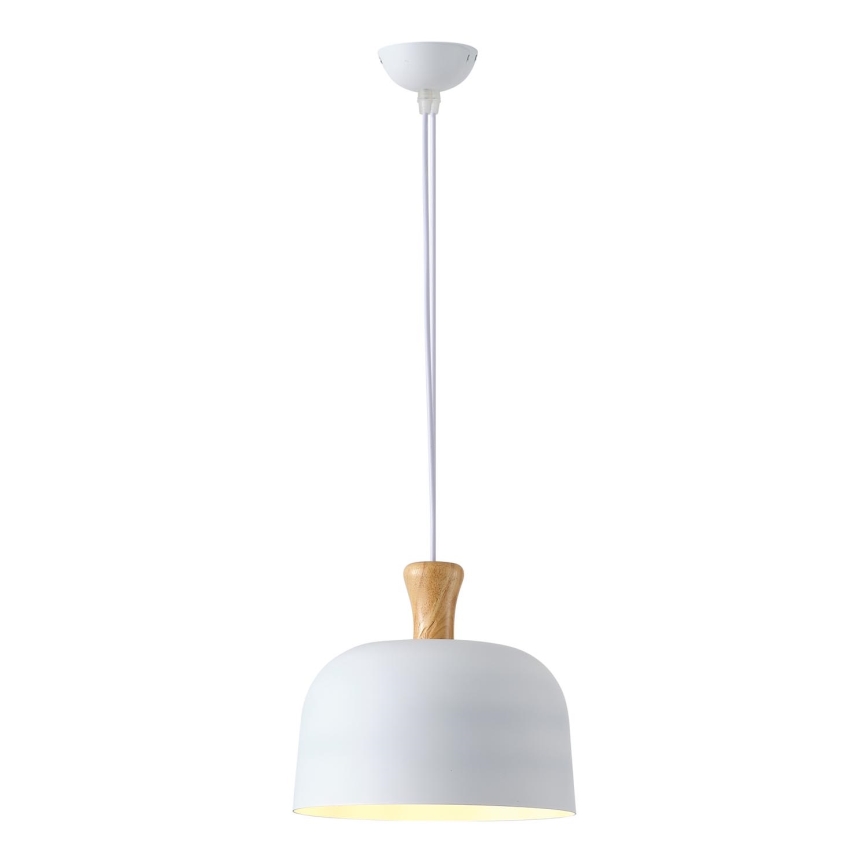 Ljuskrona med textilsladd 1xE27/15W/230V vit diameter 27 cm