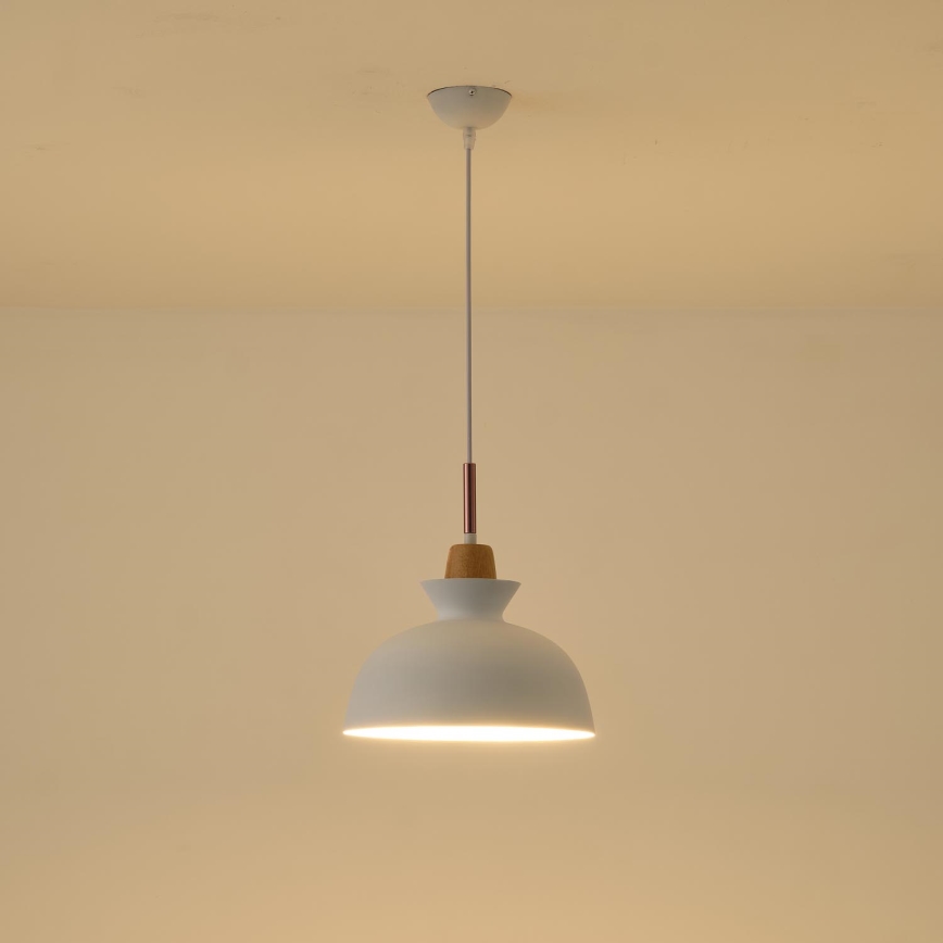 Ljuskrona med textilsladd 1xE27/15W/230V vit diameter 28 cm