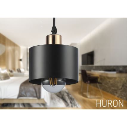 Ljuskrona med textilsladd 1xE27/35W/230V diameter 12 cm svart/guld