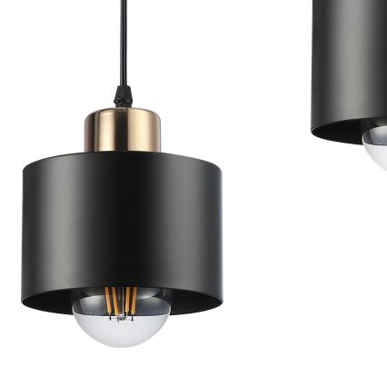 Ljuskrona med textilsladd 1xE27/35W/230V diameter 12 cm svart/guld