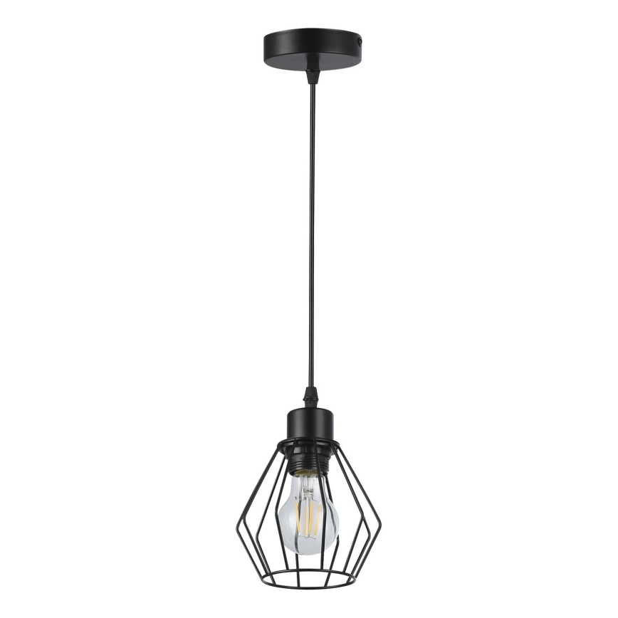 Ljuskrona med textilsladd 1xE27/35W/230V diameter 18 cm svart