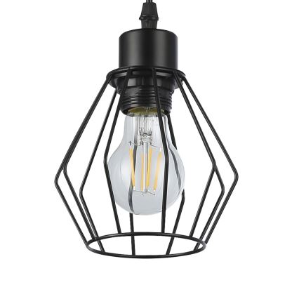 Ljuskrona med textilsladd 1xE27/35W/230V diameter 18 cm svart