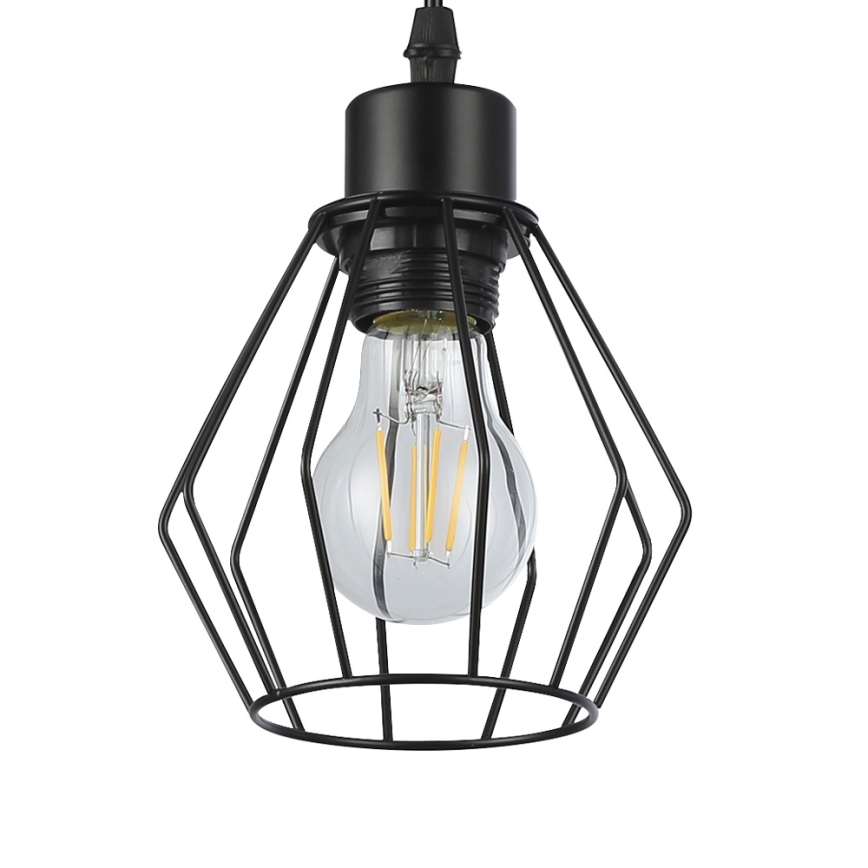 Ljuskrona med textilsladd 1xE27/35W/230V diameter 18 cm svart