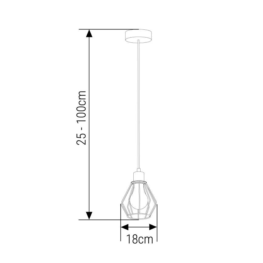Ljuskrona med textilsladd 1xE27/35W/230V diameter 18 cm svart