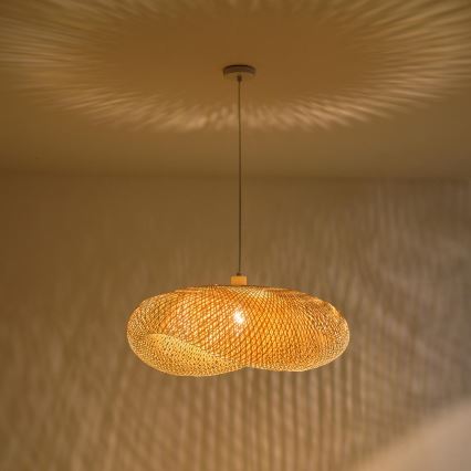 Ljuskrona med textilsladd 1xE27/40W/230V bambu